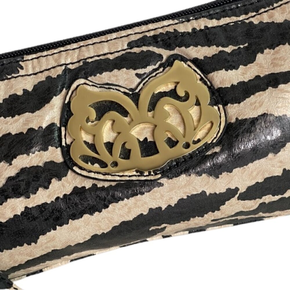Carlos Santana Zebra Print Wristlet Clutch Animal Print Gold Accent - Picture 6 of 12